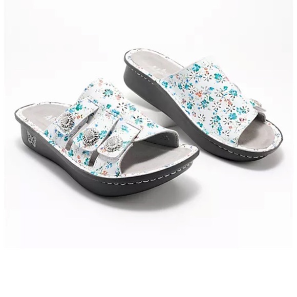 NEW Alegria Leather Adjustable Slide Sandals - Picture 2 of 5